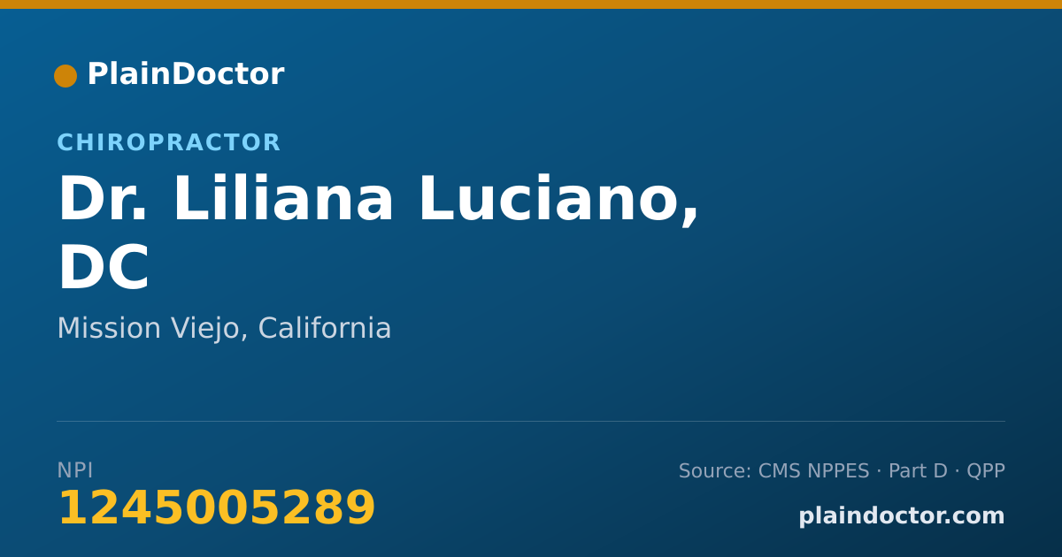 Shareable card for Liliana Luciano, DC - Chiropractor, Mission Viejo, CA
