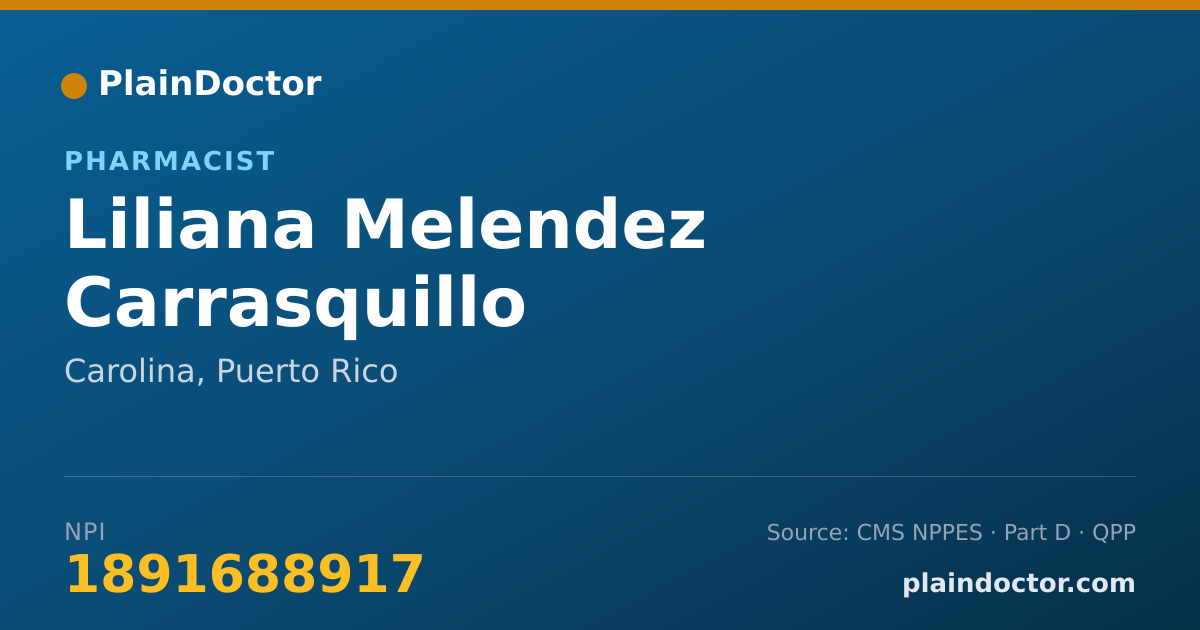 Shareable card for Liliana Melendez Carrasquillo - Pharmacist, Carolina, PR