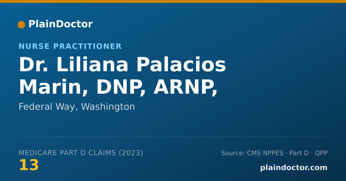 Shareable card for Liliana Palacios Marin, DNP, ARNP, FNP-BC - Nurse Practitioner, Federal Way, WA