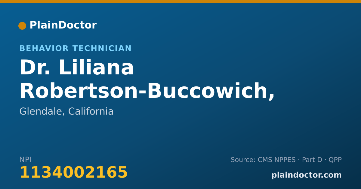Shareable card for Liliana Robertson-Buccowich, BCAT - Behavior Technician, Glendale, CA