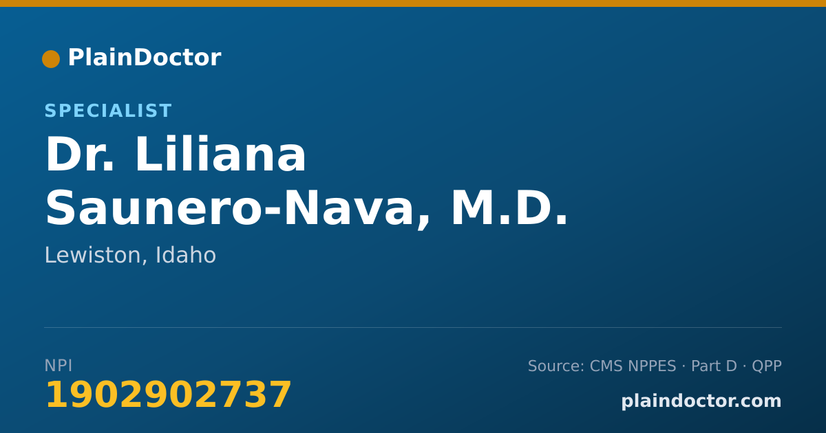 Shareable card for Liliana Saunero-Nava, M.D. - Specialist, Lewiston, ID