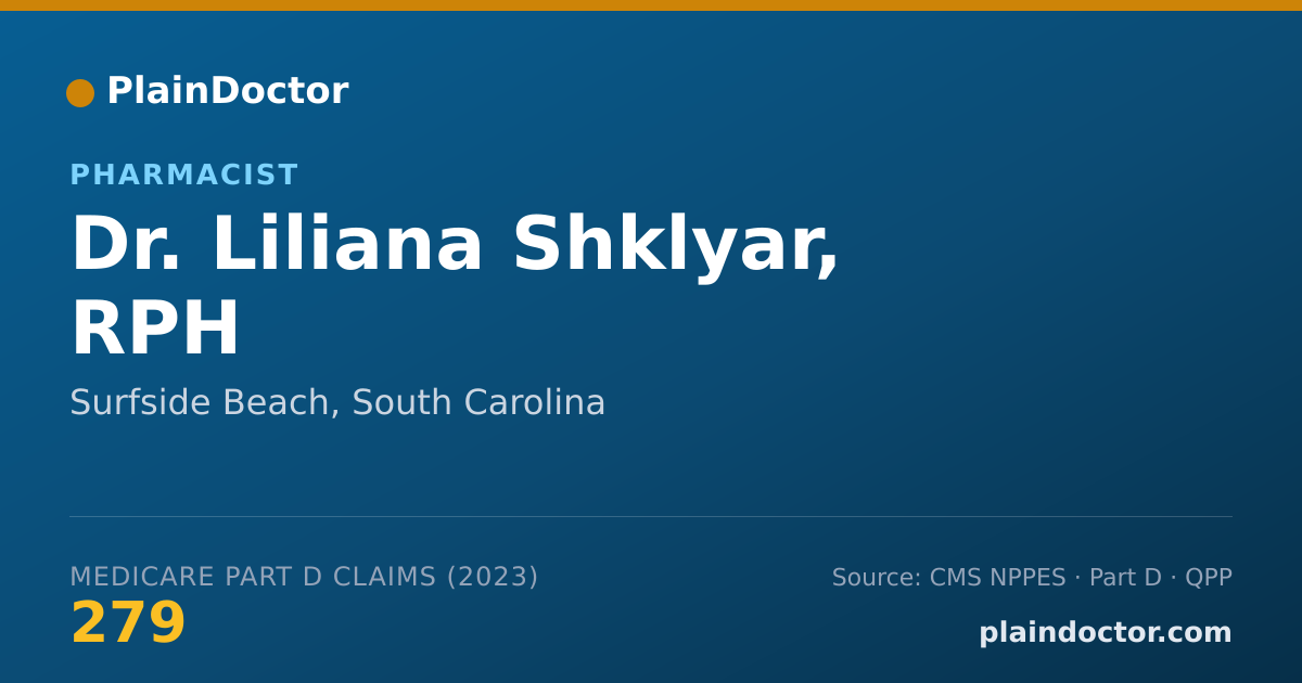 Shareable card for Liliana Shklyar, RPH - Pharmacist, Surfside Beach, SC