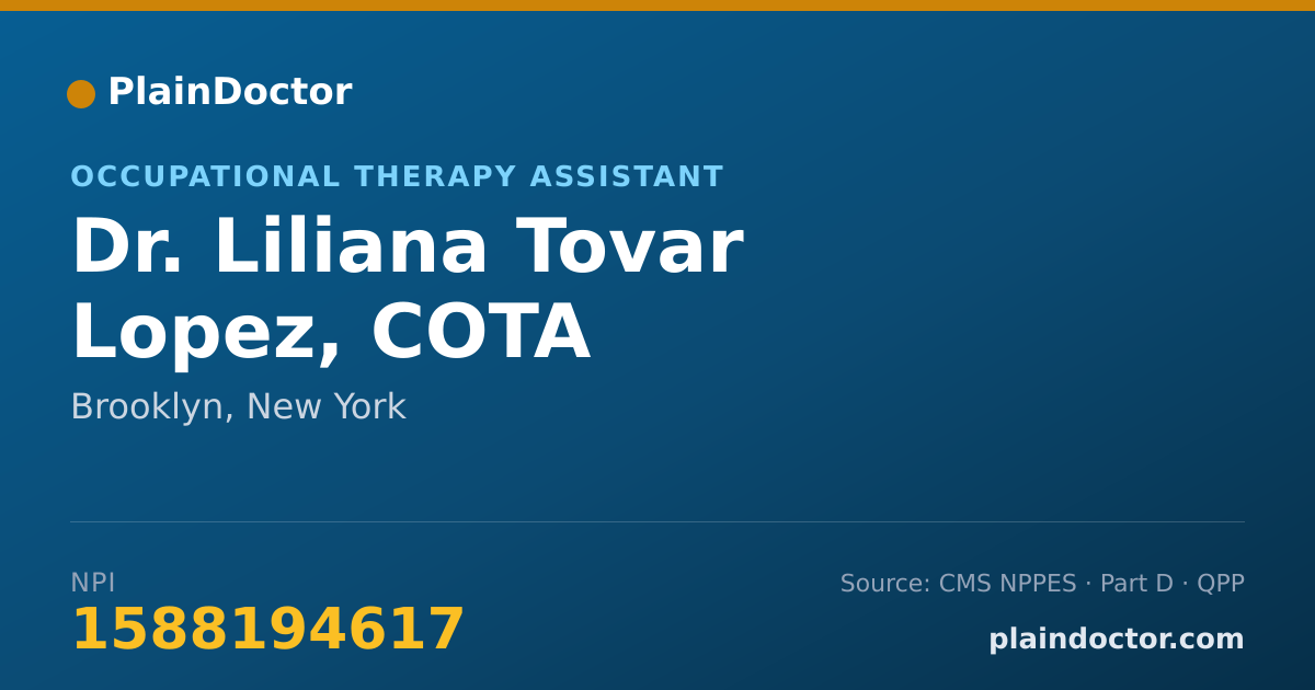 Shareable card for Liliana Tovar Lopez, COTA - Occupational Therapy Assistant, Brooklyn, NY