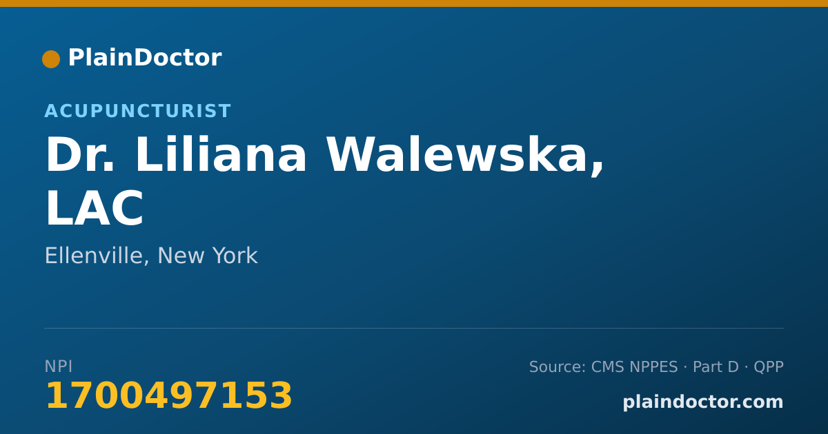Shareable card for Liliana Walewska, LAC - Acupuncturist, Ellenville, NY