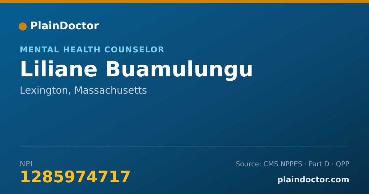 Shareable card for Liliane Buamulungu - Mental Health Counselor, Lexington, MA