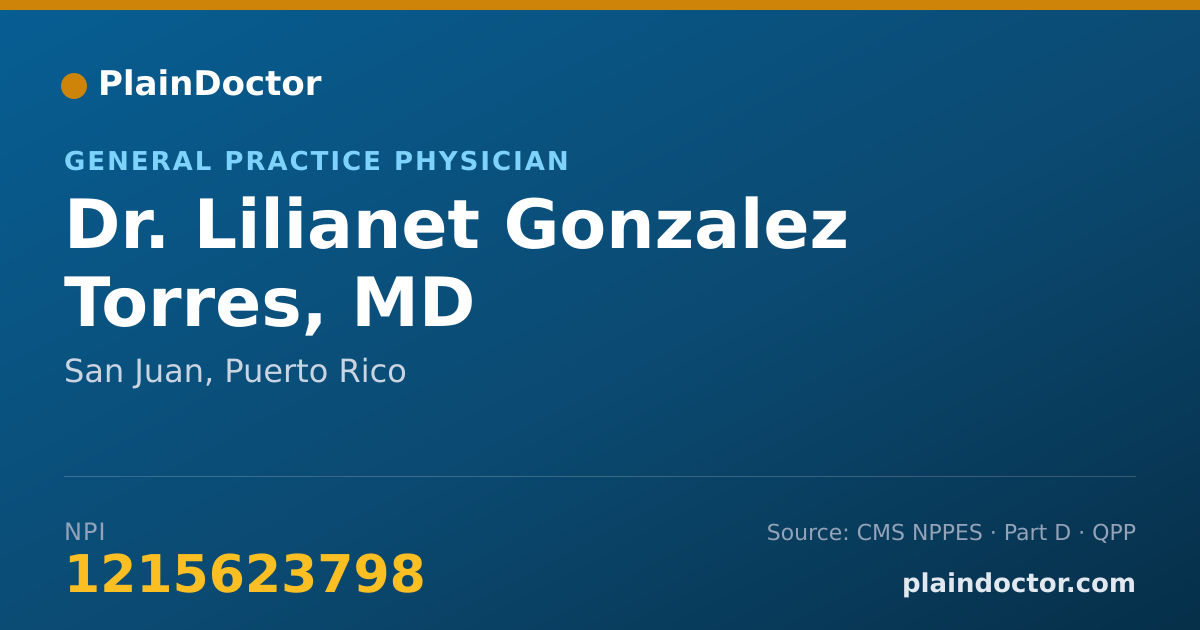 Shareable card for Lilianet Gonzalez Torres, MD - General Practice Physician, San Juan, PR