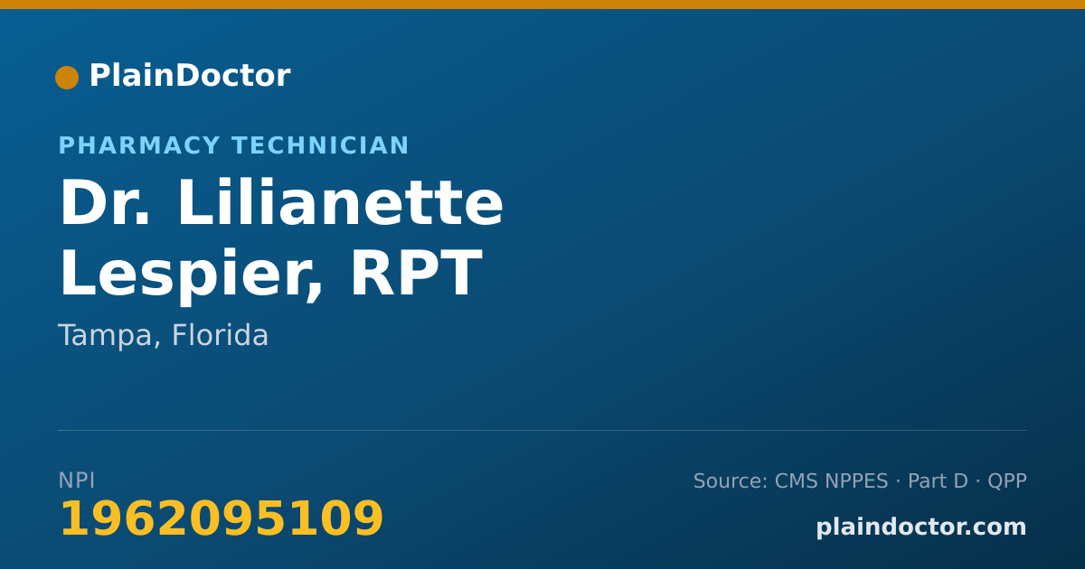 Shareable card for Lilianette Lespier, RPT - Pharmacy Technician, Tampa, FL