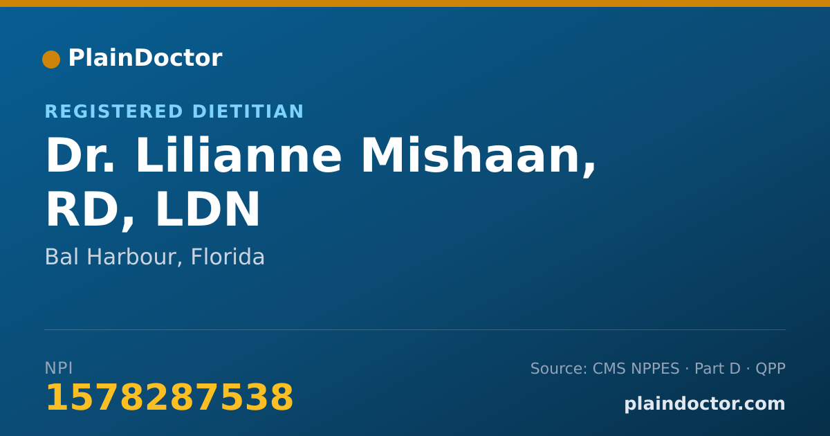 Shareable card for Lilianne Mishaan, RD, LDN - Registered Dietitian, Bal Harbour, FL