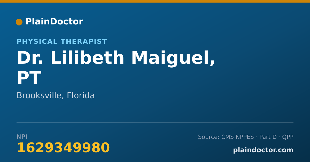 Shareable card for Lilibeth Maiguel, PT - Physical Therapist, Brooksville, FL