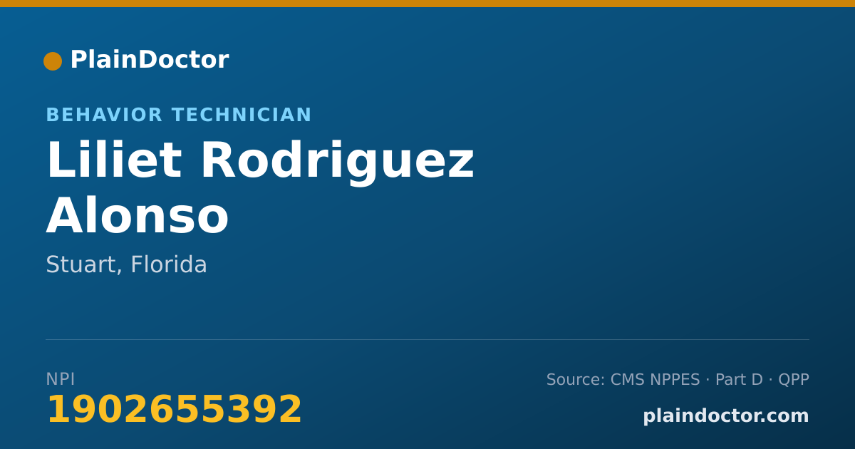 Shareable card for Liliet Rodriguez Alonso - Behavior Technician, Stuart, FL