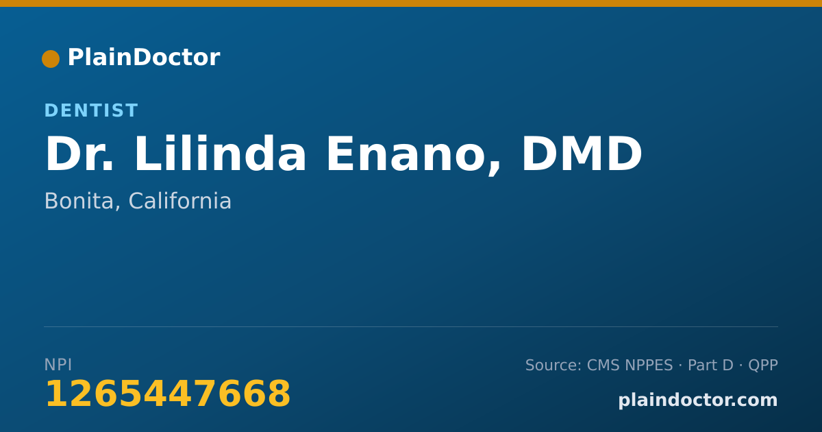 Shareable card for Lilinda Enano, DMD - Dentist, Bonita, CA