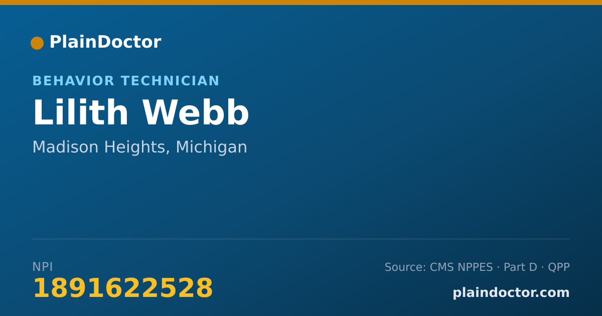 Shareable card for Lilith Webb - Behavior Technician, Madison Heights, MI