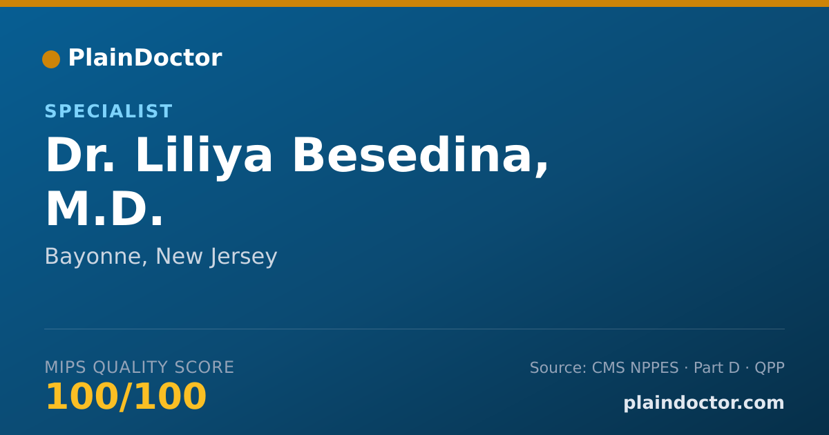 Shareable card for Liliya Besedina, M.D. - Specialist, Bayonne, NJ