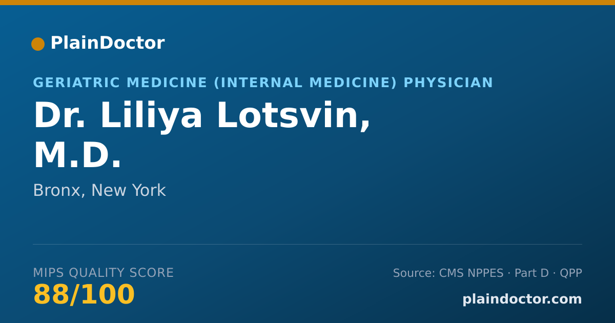 Shareable card for Liliya Lotsvin, M.D. - Geriatric Medicine (Internal Medicine) Physician, Bronx, NY