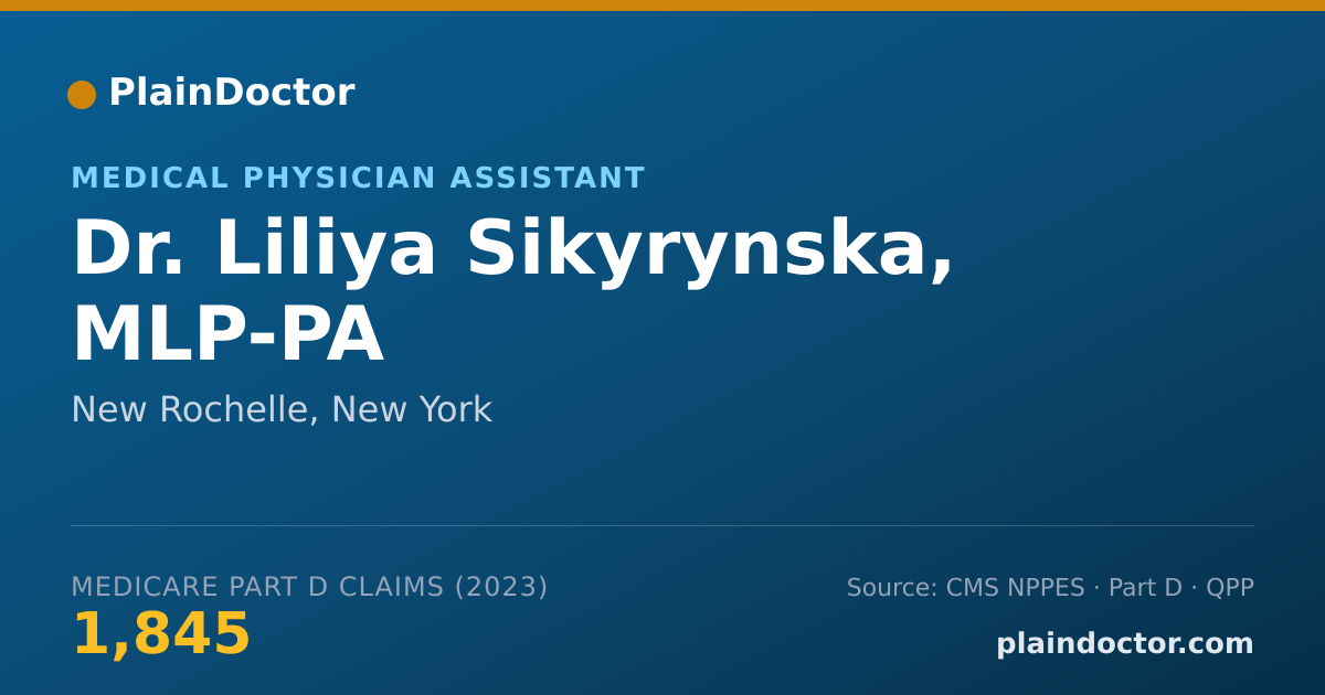 Shareable card for Liliya Sikyrynska, MLP-PA - Medical Physician Assistant, New Rochelle, NY