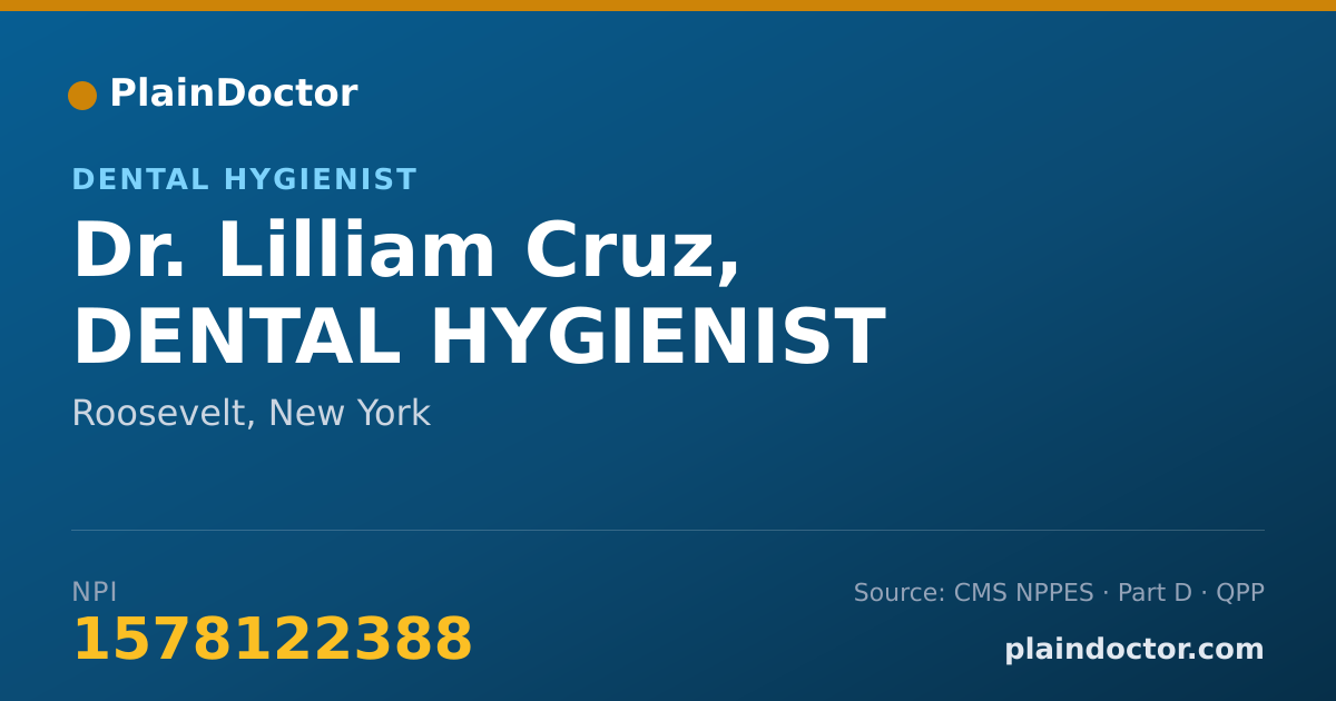 Shareable card for Lilliam Cruz, DENTAL HYGIENIST - Dental Hygienist, Roosevelt, NY