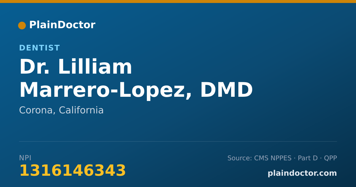 Shareable card for Lilliam Marrero-Lopez, DMD - Dentist, Corona, CA