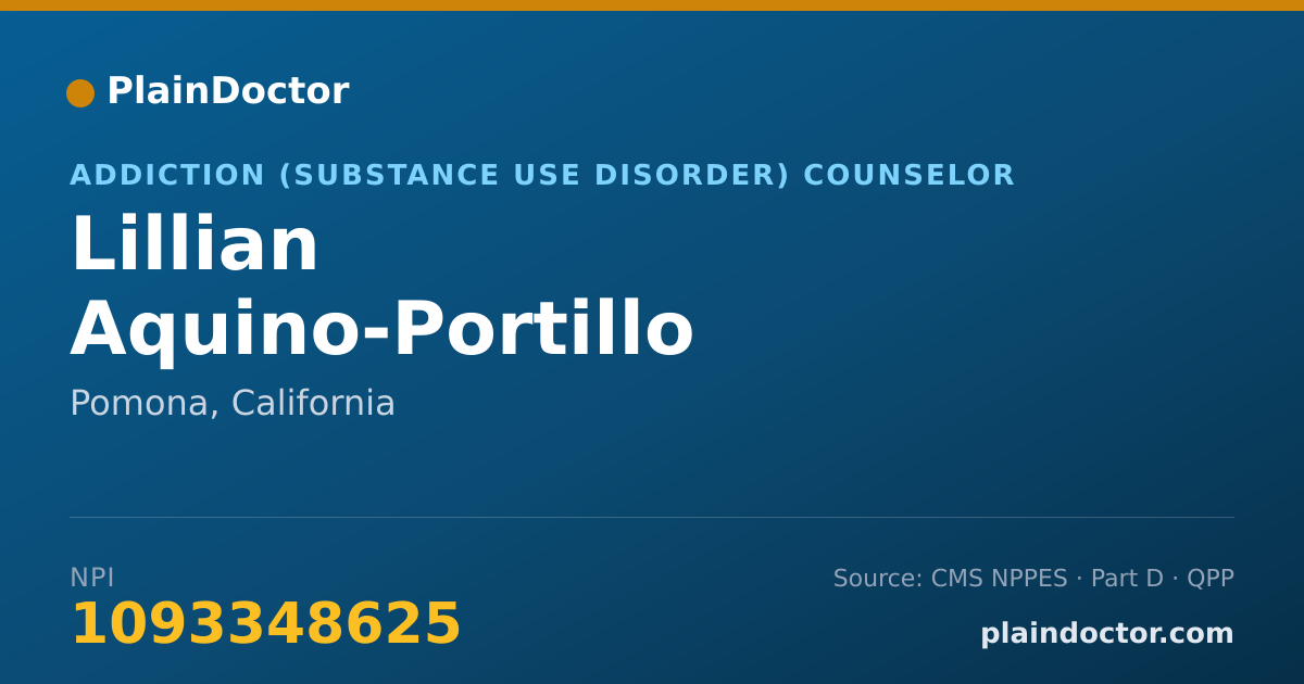 Shareable card for Lillian Aquino-Portillo - Addiction (Substance Use Disorder) Counselor, Pomona, CA