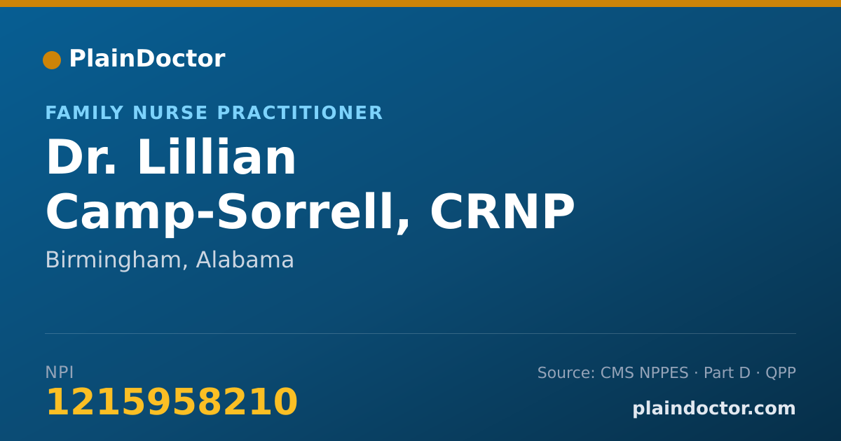 Shareable card for Lillian Camp-Sorrell, CRNP - Family Nurse Practitioner, Birmingham, AL