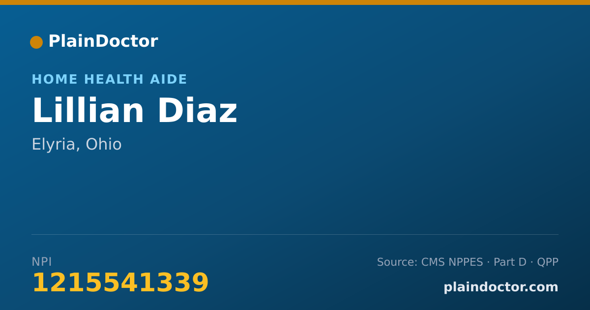 Shareable card for Lillian Diaz - Home Health Aide, Elyria, OH