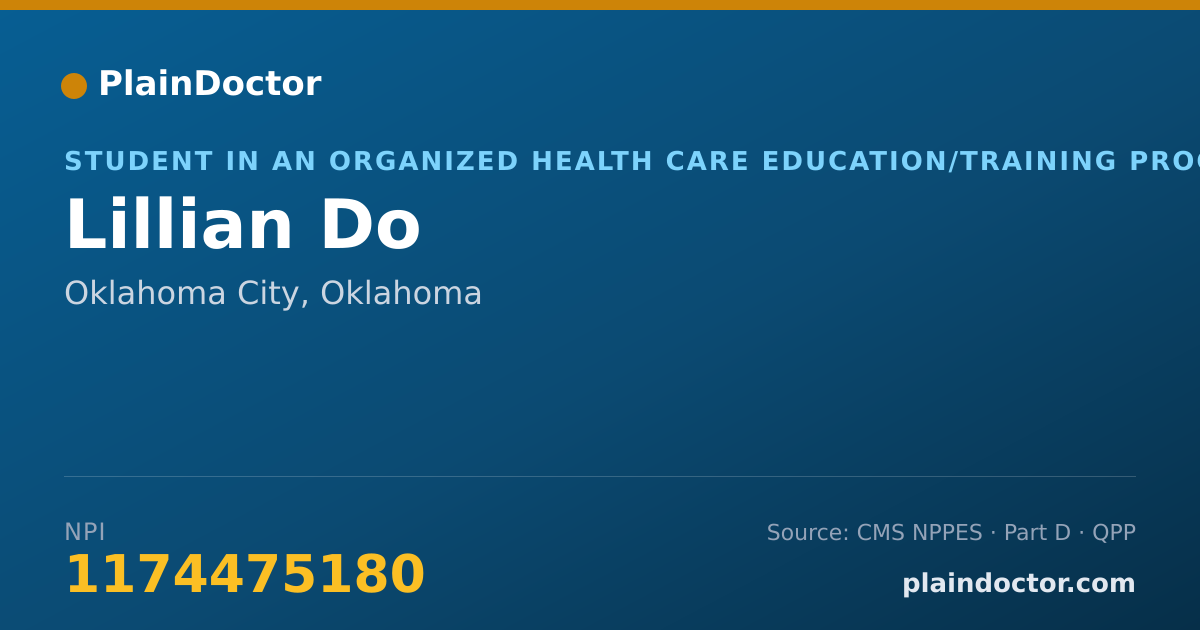 Shareable card for Lillian Do - Student in an Organized Health Care Education/Training Program, Oklahoma City, OK