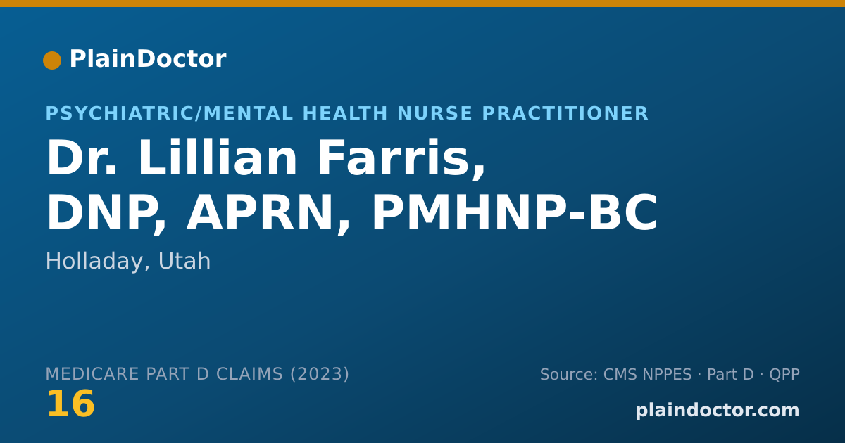 Shareable card for Lillian Farris, DNP, APRN, PMHNP-BC - Psychiatric/Mental Health Nurse Practitioner, Holladay, UT