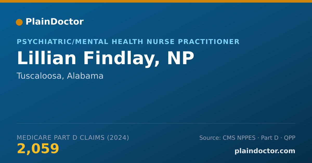 Shareable card for Lillian Findlay, NP - Psychiatric/Mental Health Nurse Practitioner, Tuscaloosa, AL