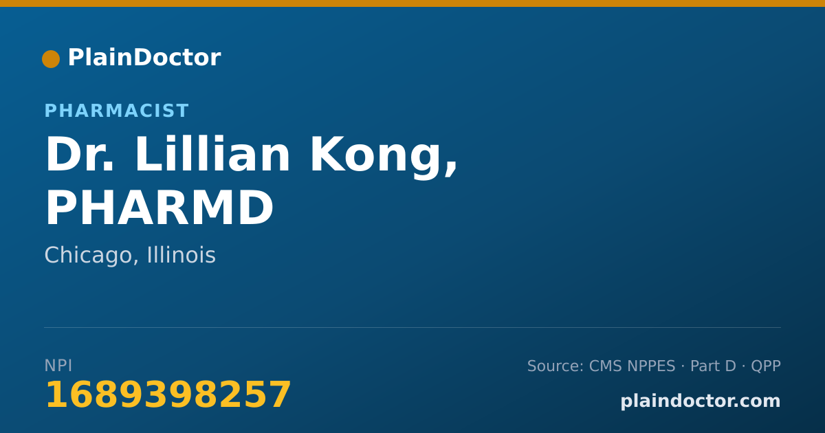 Shareable card for Lillian Kong, PHARMD - Pharmacist, Chicago, IL