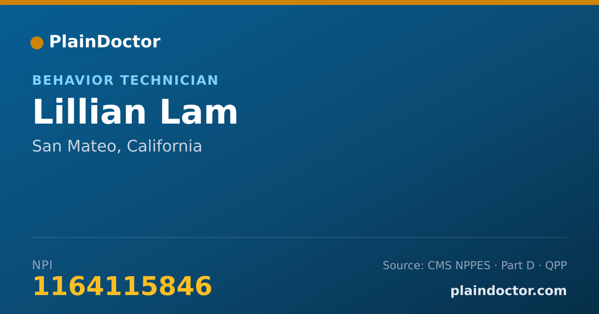 Shareable card for Lillian Lam - Behavior Technician, San Mateo, CA
