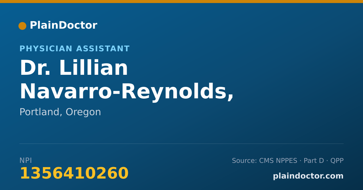 Shareable card for Lillian Navarro-Reynolds, P.A.-C - Physician Assistant, Portland, OR