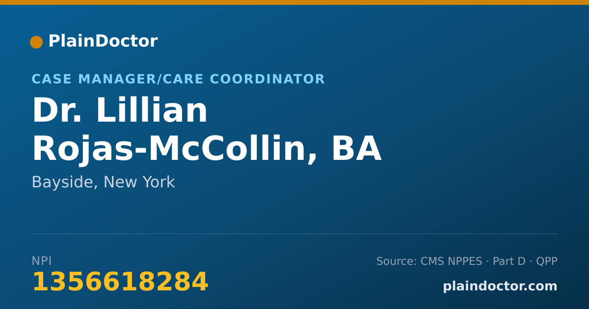 Shareable card for Lillian Rojas-McCollin, BA PSYCHOLOGY - Case Manager/Care Coordinator, Bayside, NY