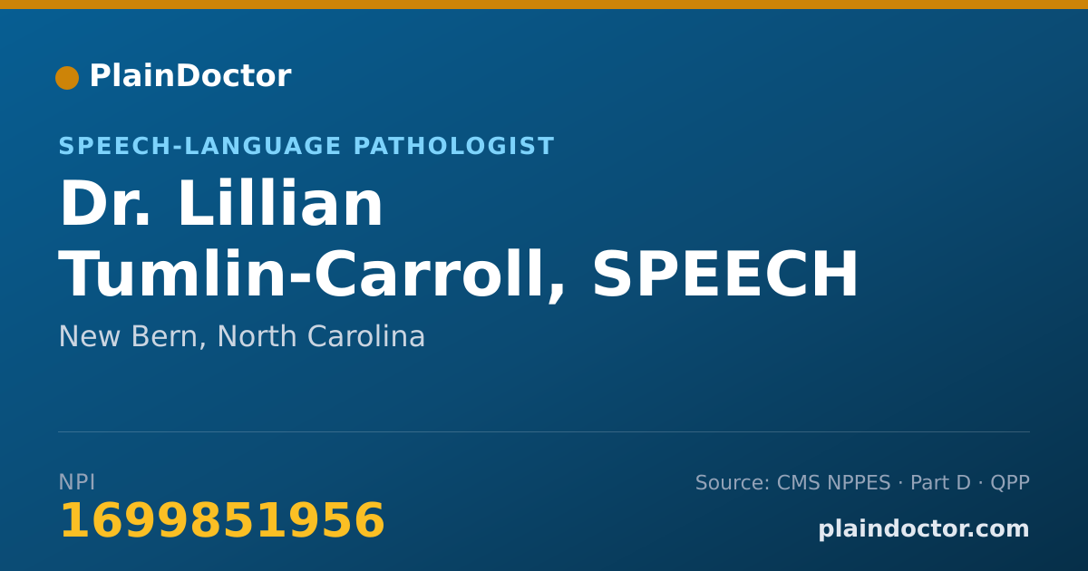 Shareable card for Lillian Tumlin-Carroll, SPEECH THERAPIST - Speech-Language Pathologist, New Bern, NC