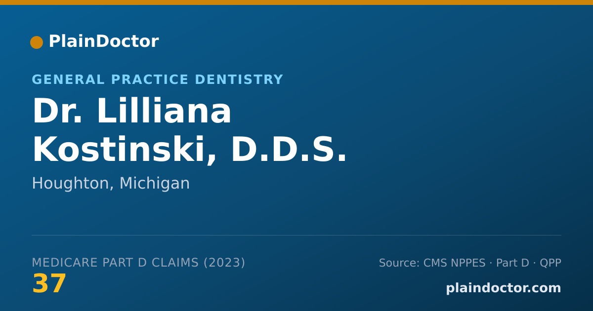 Shareable card for Lilliana Kostinski, D.D.S. - General Practice Dentistry, Houghton, MI