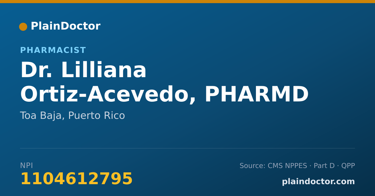 Shareable card for Lilliana Ortiz-Acevedo, PHARMD - Pharmacist, Toa Baja, PR