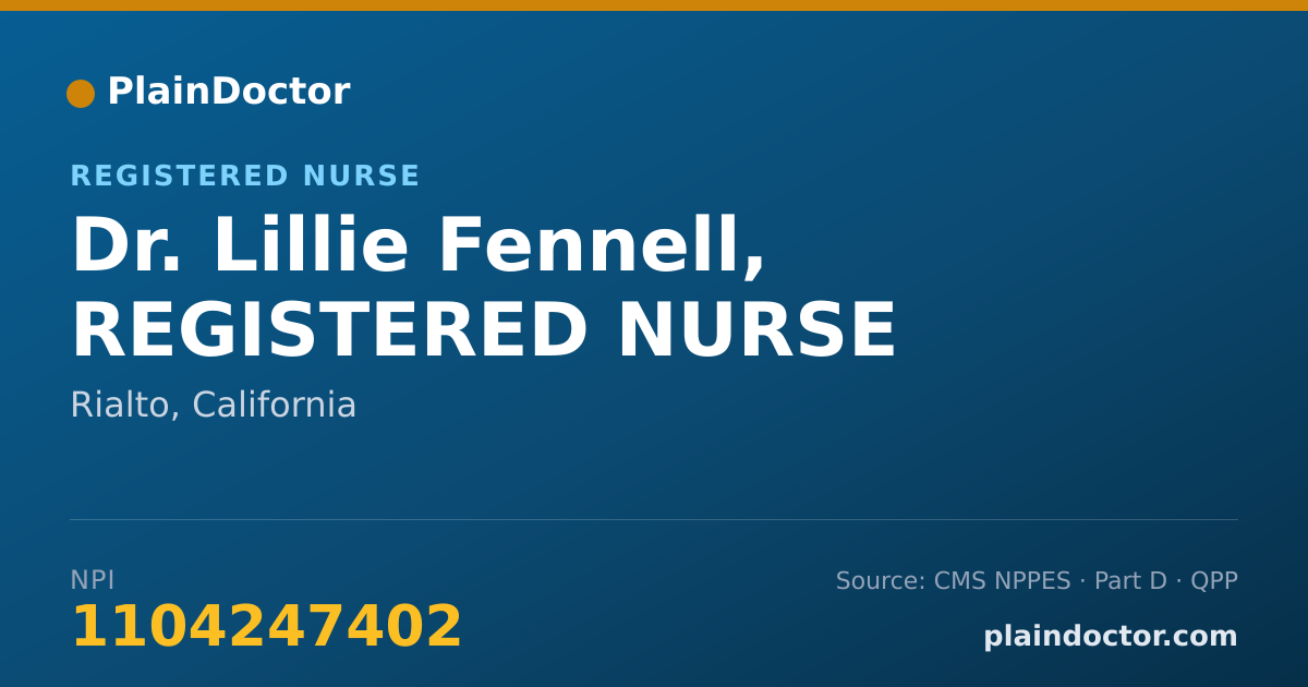 Shareable card for Lillie Fennell, REGISTERED NURSE - Registered Nurse, Rialto, CA