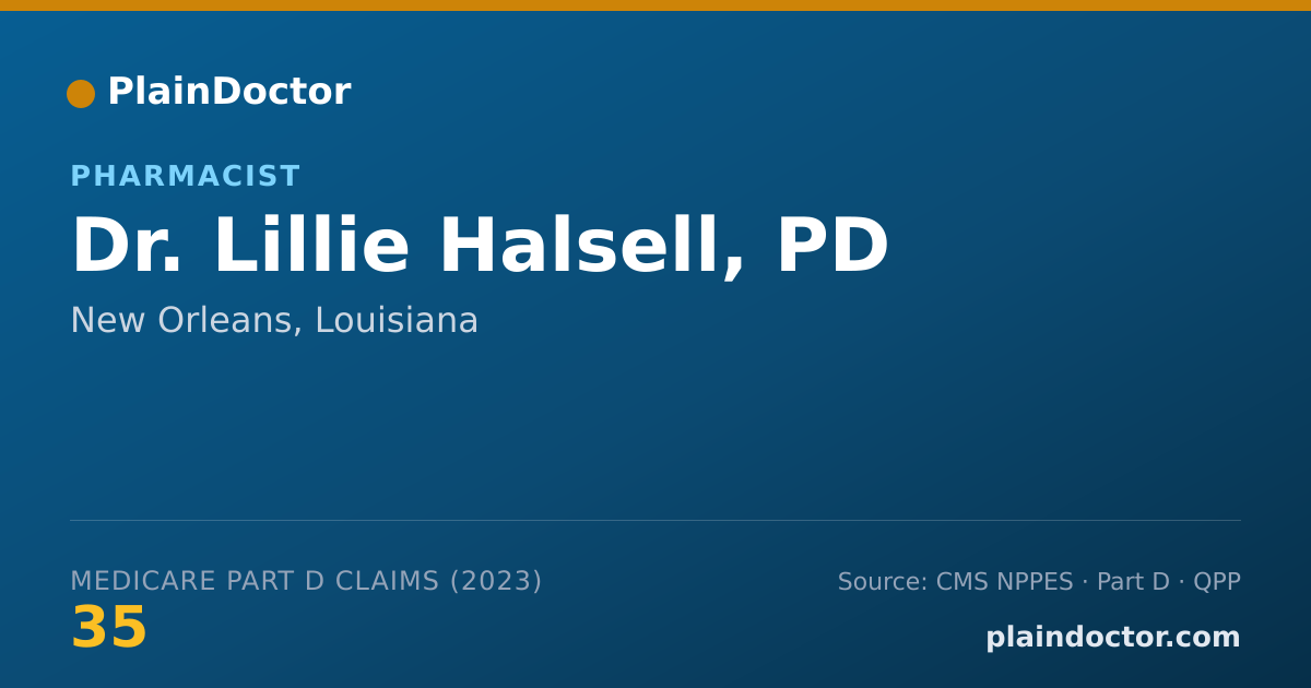 Shareable card for Lillie Halsell, PD - Pharmacist, New Orleans, LA