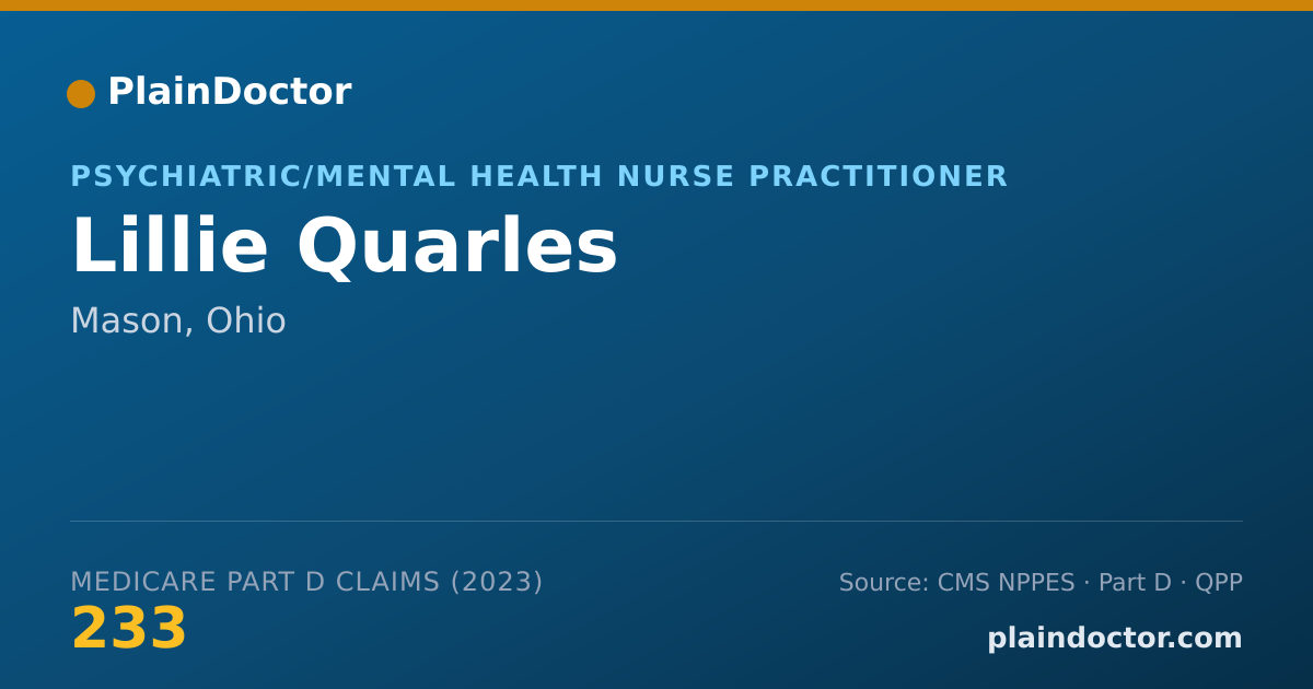 Shareable card for Lillie Quarles - Psychiatric/Mental Health Nurse Practitioner, Mason, OH