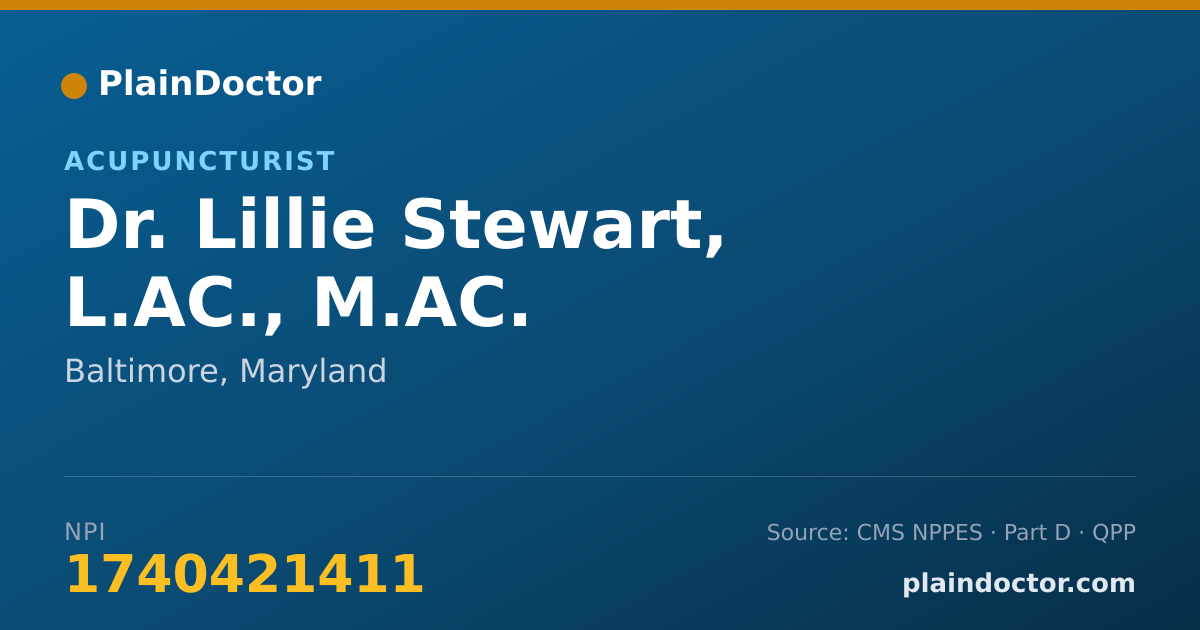 Shareable card for Lillie Stewart, L.AC., M.AC. - Acupuncturist, Baltimore, MD
