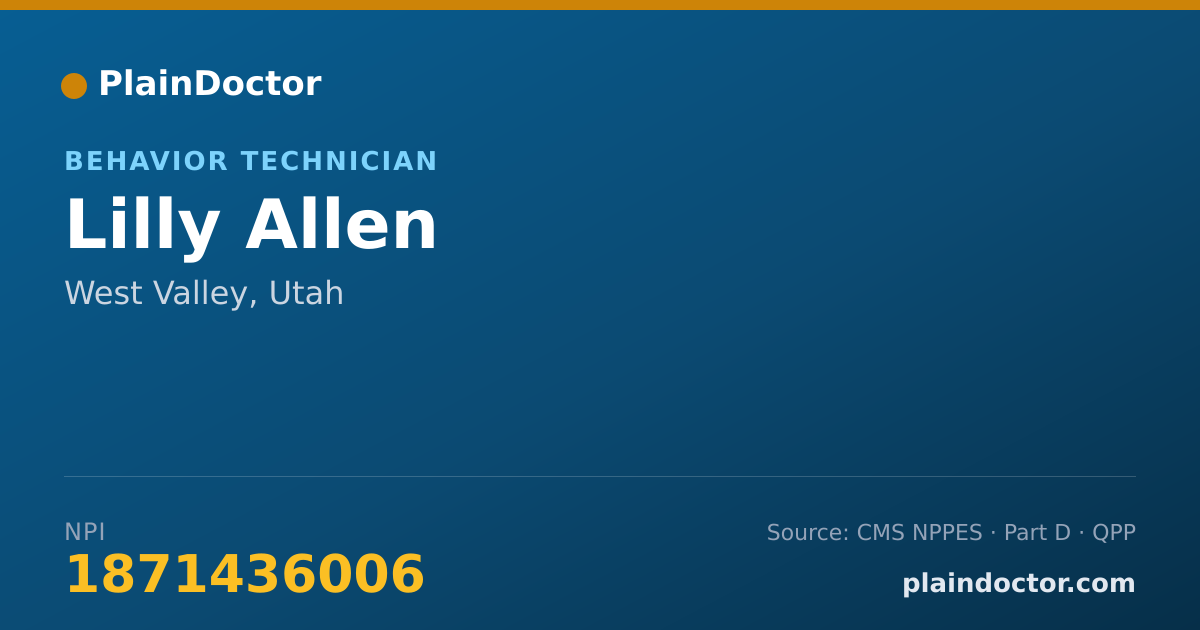 Shareable card for Lilly Allen - Behavior Technician, West Valley, UT