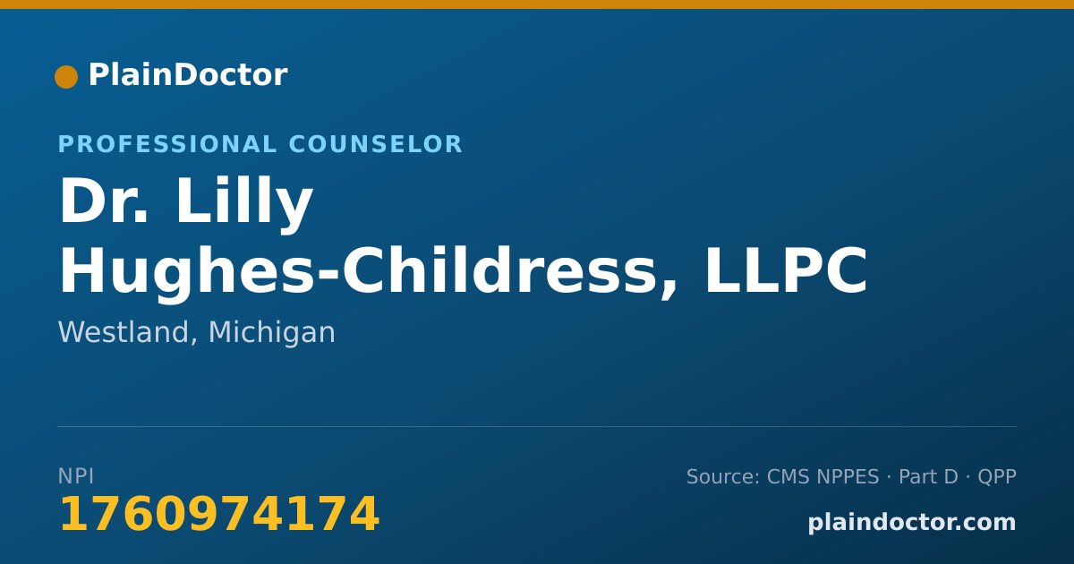 Shareable card for Lilly Hughes-Childress, LLPC - Professional Counselor, Westland, MI