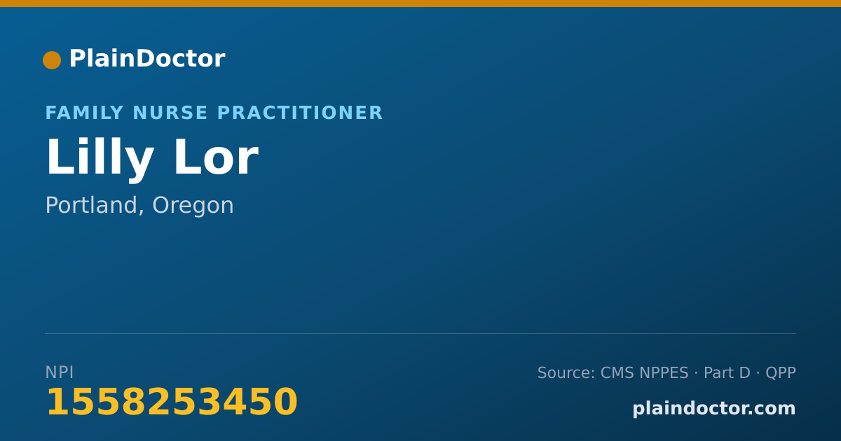 Shareable card for Lilly Lor - Family Nurse Practitioner, Portland, OR