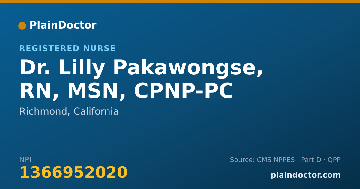 Shareable card for Lilly Pakawongse, RN, MSN, CPNP-PC - Registered Nurse, Richmond, CA