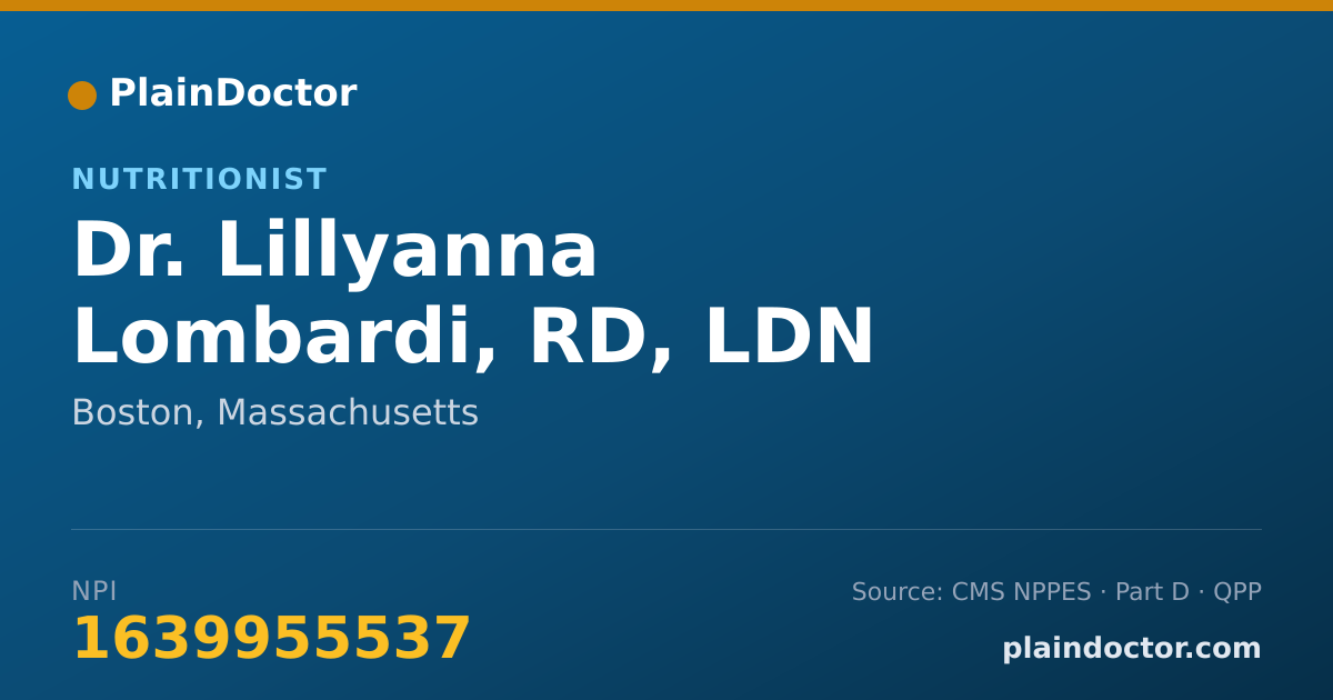 Shareable card for Lillyanna Lombardi, RD, LDN - Nutritionist, Boston, MA