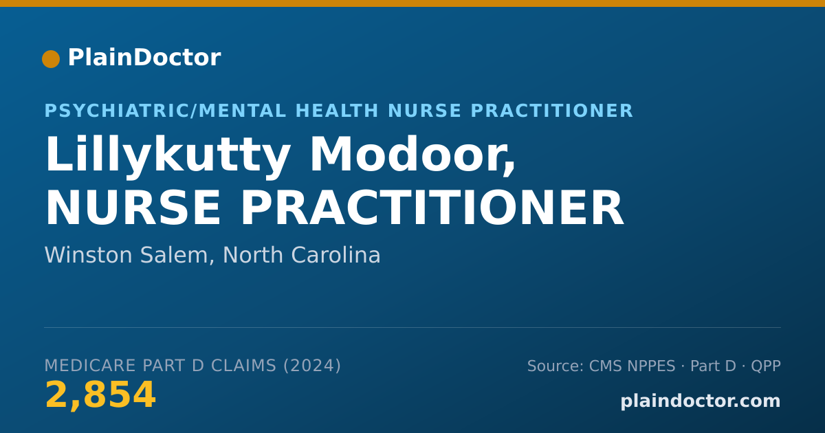 Shareable card for Lillykutty Modoor, NURSE PRACTITIONER - Nurse Practitioner, Winston Salem, NC