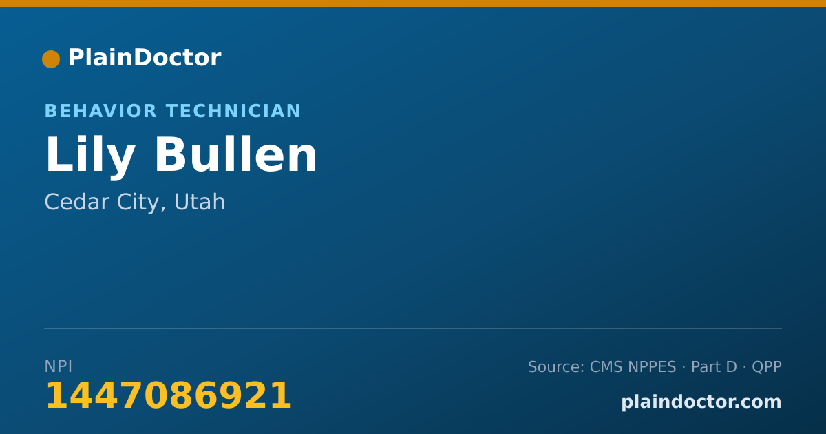 Shareable card for Lily Bullen - Behavior Technician, Cedar City, UT