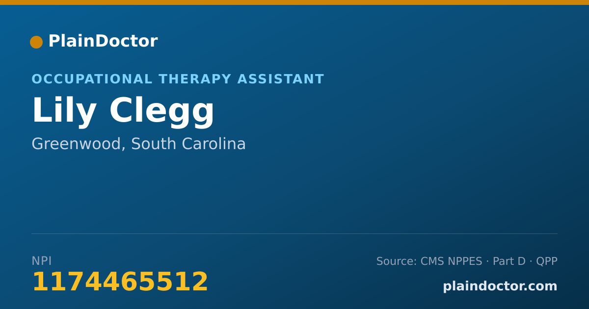 Shareable card for Lily Clegg - Occupational Therapy Assistant, Greenwood, SC