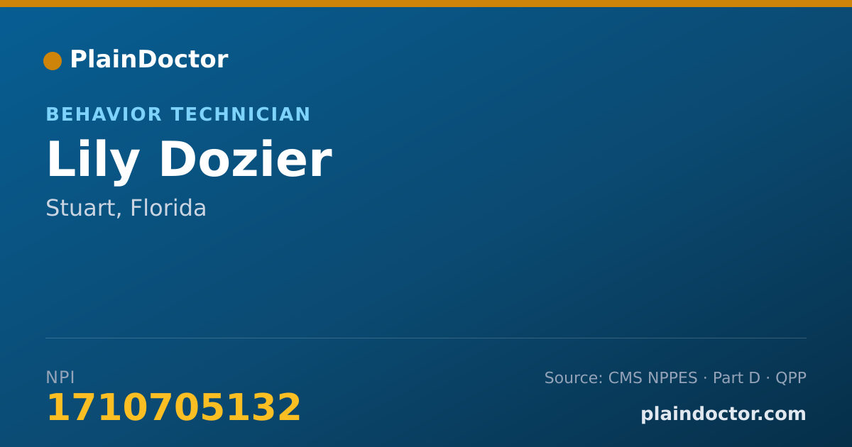 Shareable card for Lily Dozier - Behavior Technician, Stuart, FL