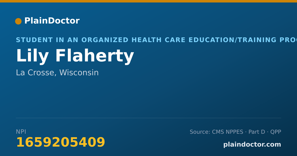 Shareable card for Lily Flaherty - Student in an Organized Health Care Education/Training Program, La Crosse, WI