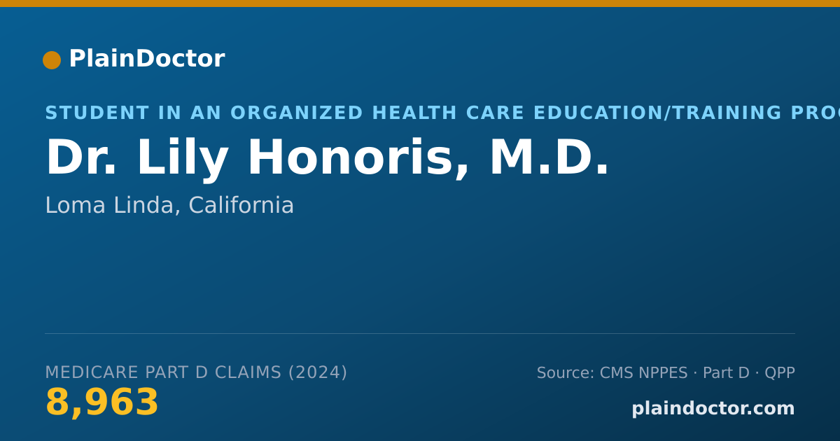 Shareable card for Lily Honoris, M.D. - Student in an Organized Health Care Education/Training Program, Loma Linda, CA