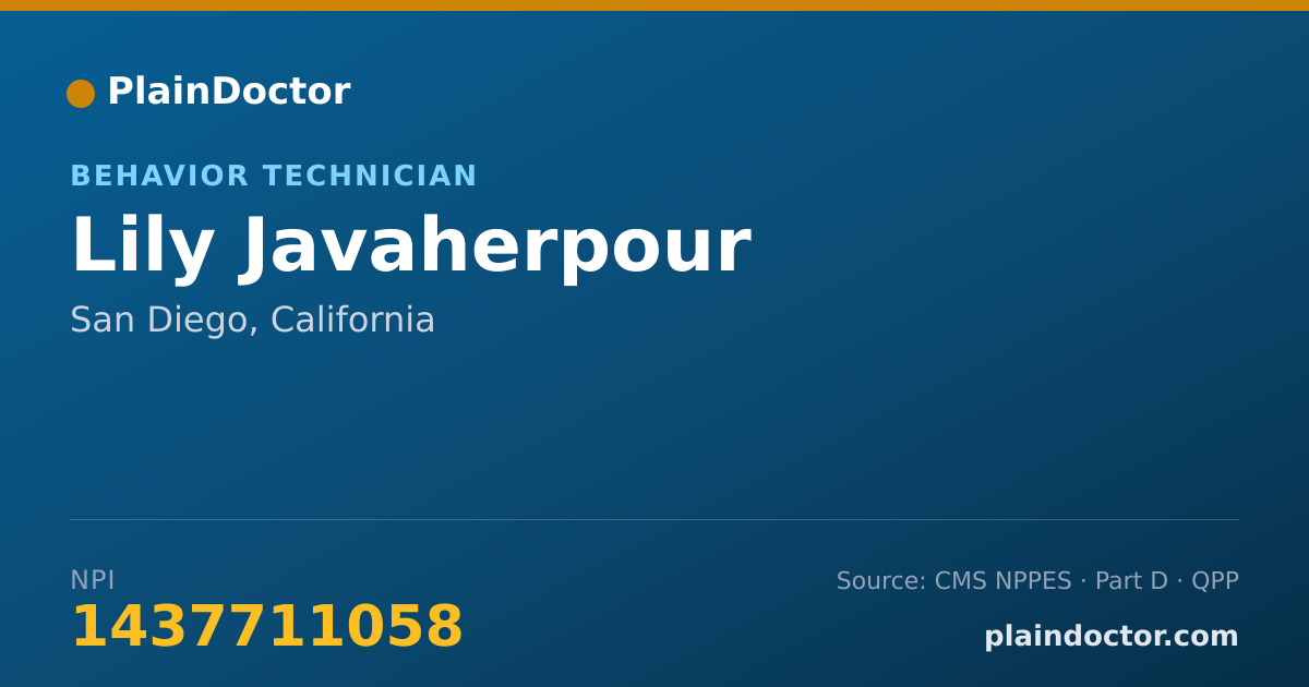 Shareable card for Lily Javaherpour - Behavior Technician, San Diego, CA